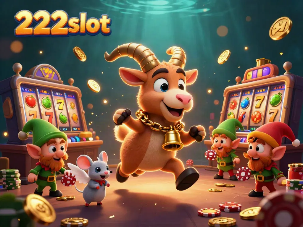 Permainan slot 222slot yang mendebarkan dengan karakter kartun dalam kasino berwarna-warni