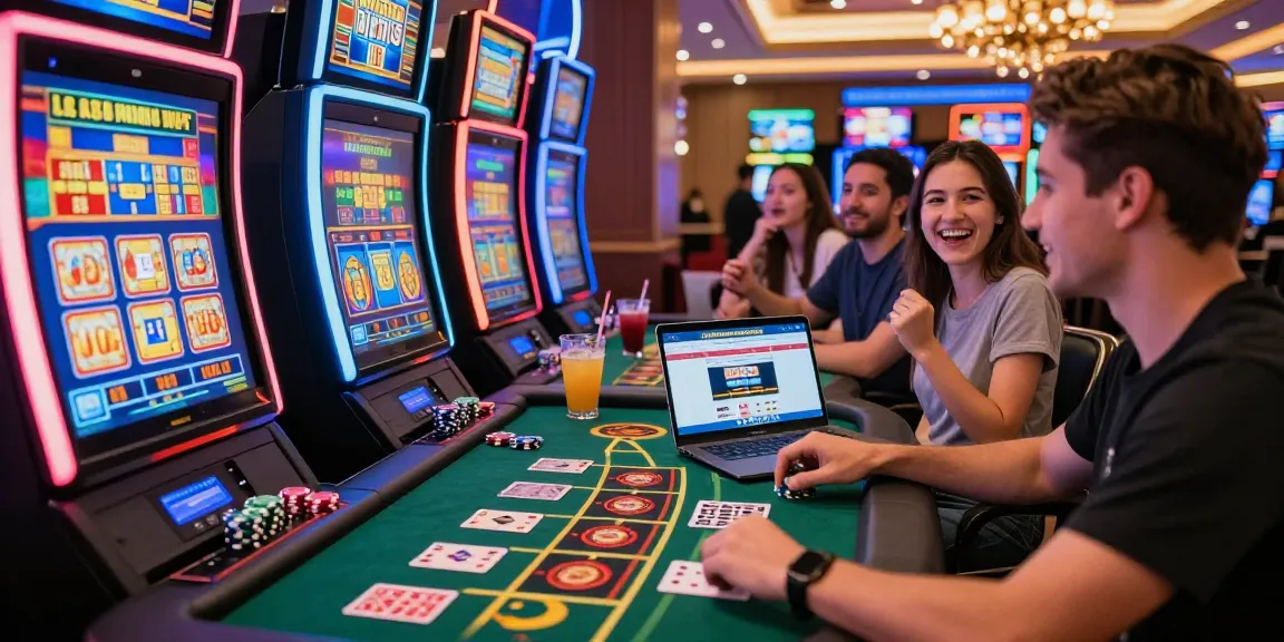 Exciting casino atmosphere at https://brcs.co.uk with players enjoying credit card games, vibrant lighting, and stylish gaming layout.