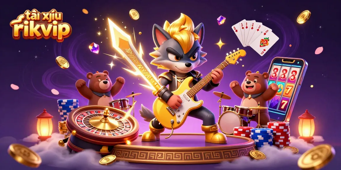 Experience thrilling tài xỉu rikvip action with vibrant characters and casino elements in captivating 3D art.