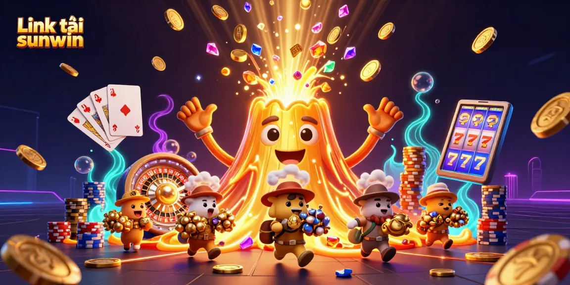 Play exciting games with the Link tải sunwin, featuring vibrant treasure and casino elements.