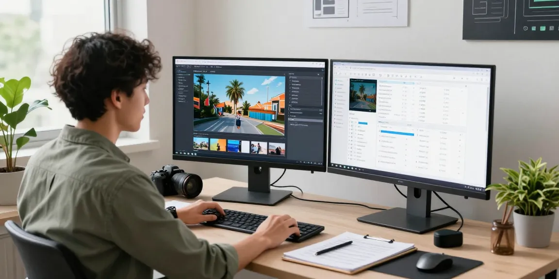 Evaluating AI-generated images using a free ai detector tool in a modern workspace.