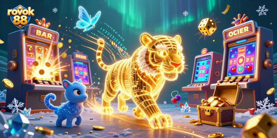 Experience the thrill of rokok 88 with a dynamic illustration of a neon tiger in a vibrant casino.