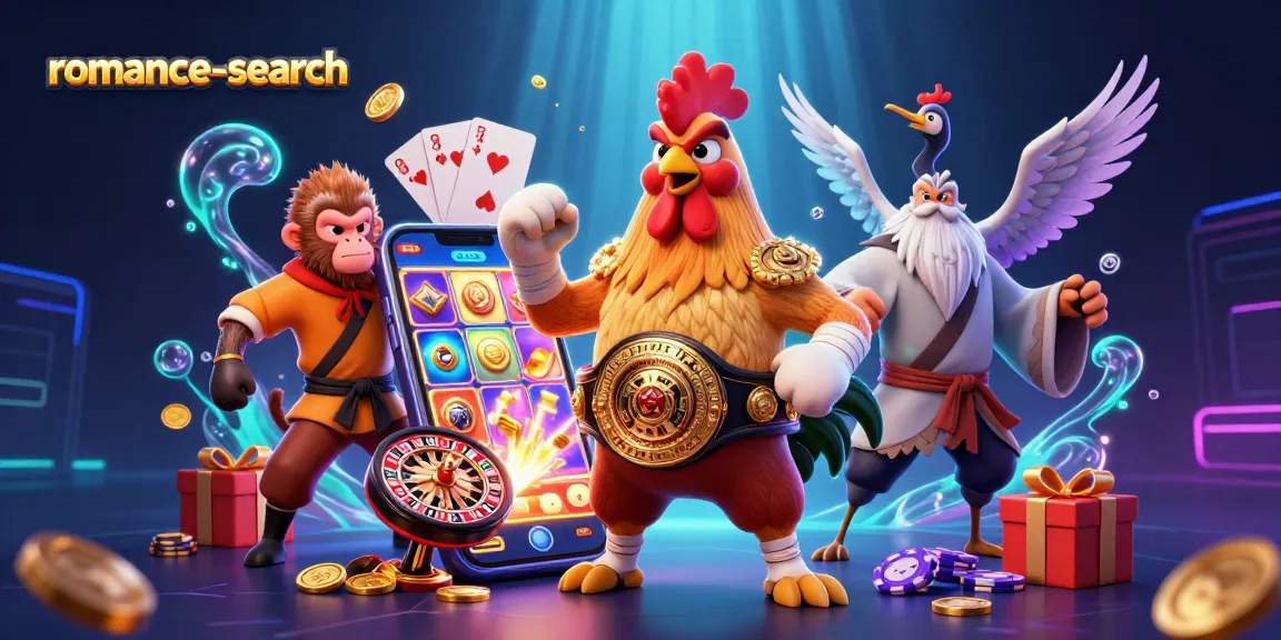 Experience thrilling gameplay with romance-search at this vibrant casino illustration featuring slot games and unique characters.