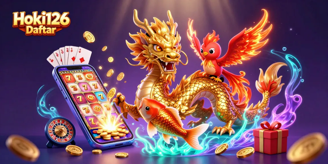Engage with Hoki126 Daftar for thrilling casino experiences featuring vibrant dragon and phoenix!