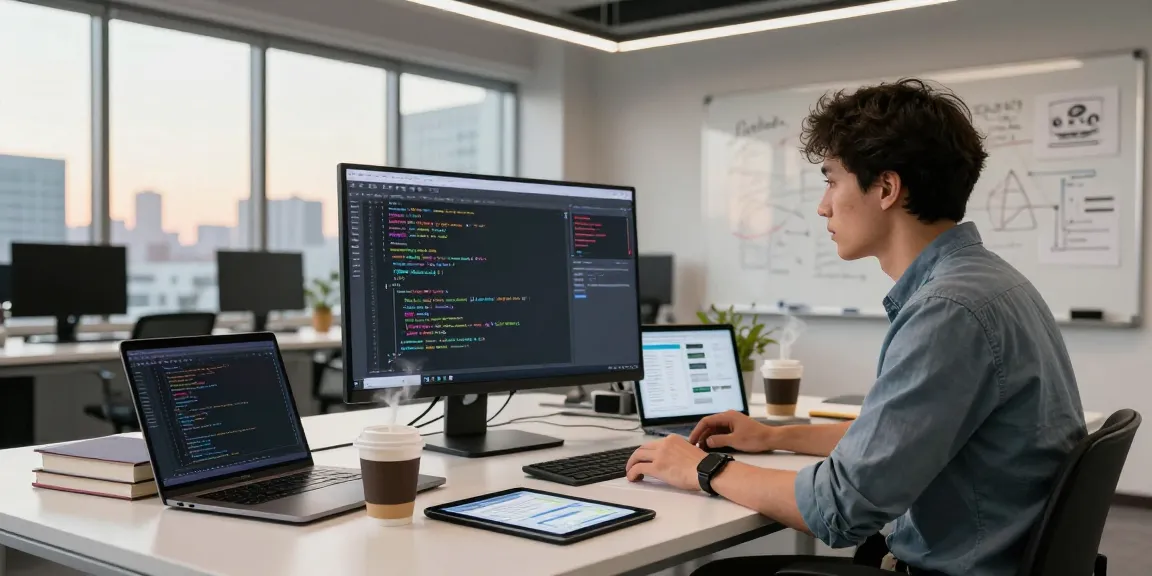 Developer at a modern tech workspace reviewing code, reflecting the essence of 纸飞机中文版官网 integration.