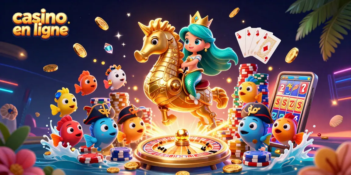 Vivez l'excitation du casino en ligne avec une princesse sirène, des pièces et des jeux colorés.