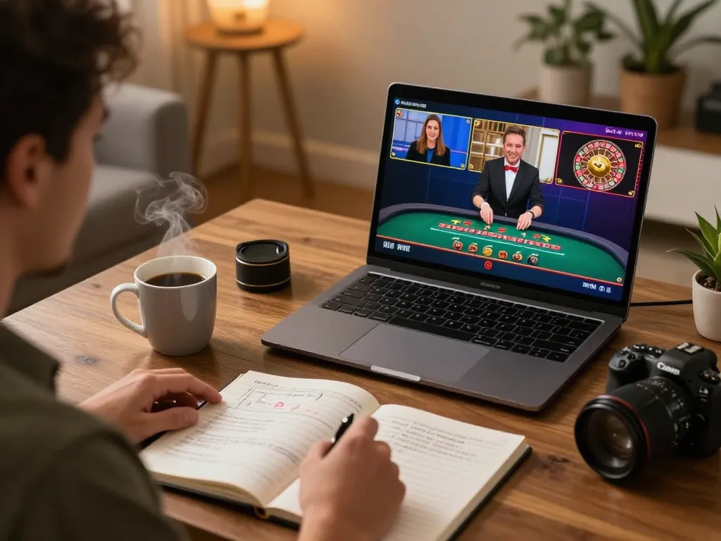 Engaging live dealer game scene on laptop showing 789win gaming strategies and player interaction.