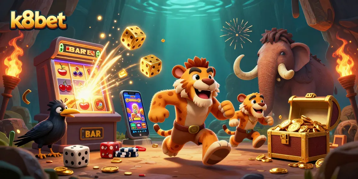 Experience thrilling gameplay with k8bet's vibrant casino illustrated scene full of excitement.