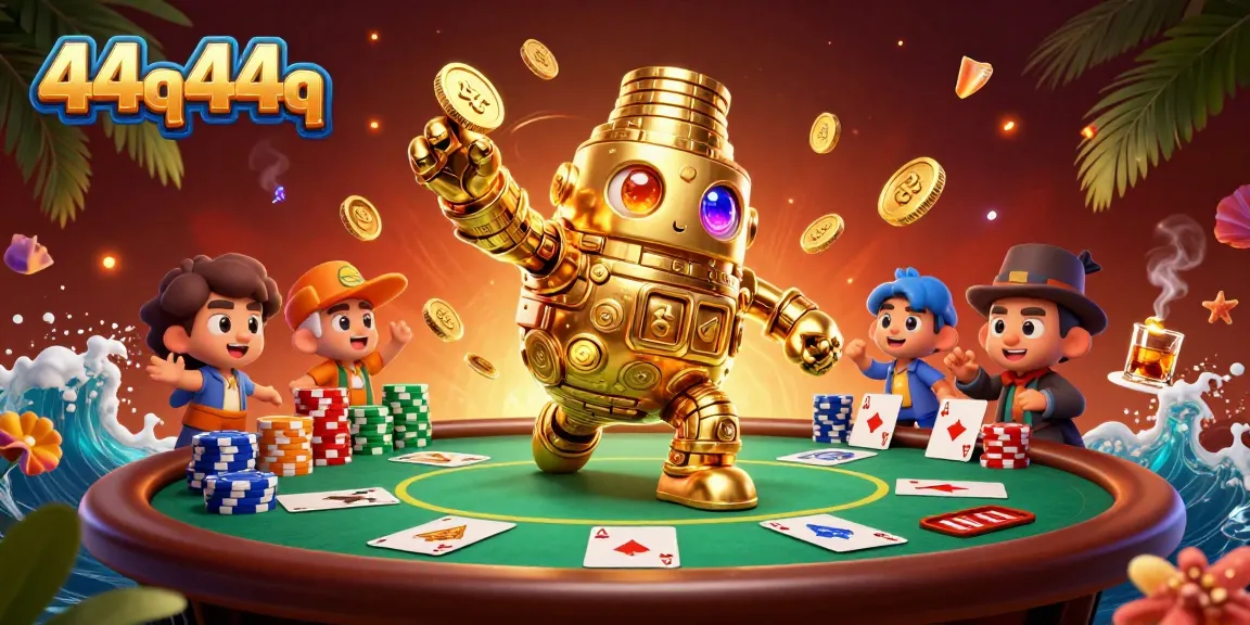 Aposte em desafios emocionantes com 44q44q em ilustração vibrante de cassino 3D.