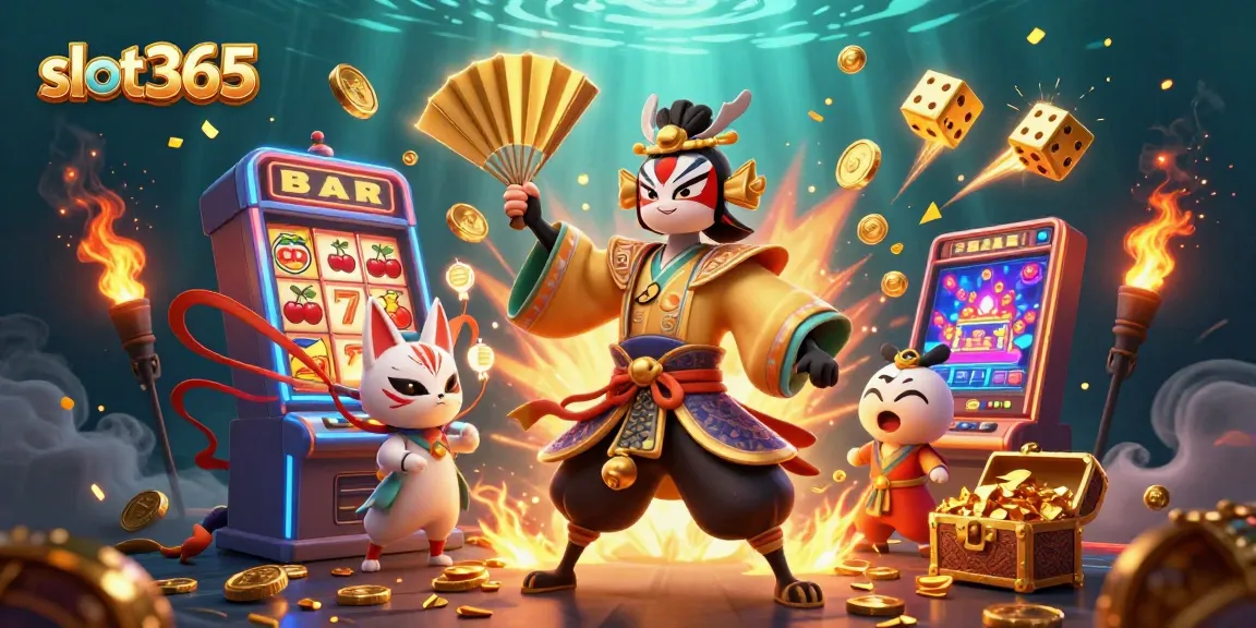 Spin the slot365 jackpot with an exciting 3D casino scene filled with vibrant characters and game elements.