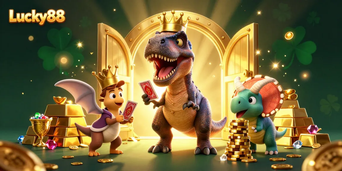 Engage in thrilling gameplay at Lucky88 with friendly dinosaur characters amid riches and jackpots.
