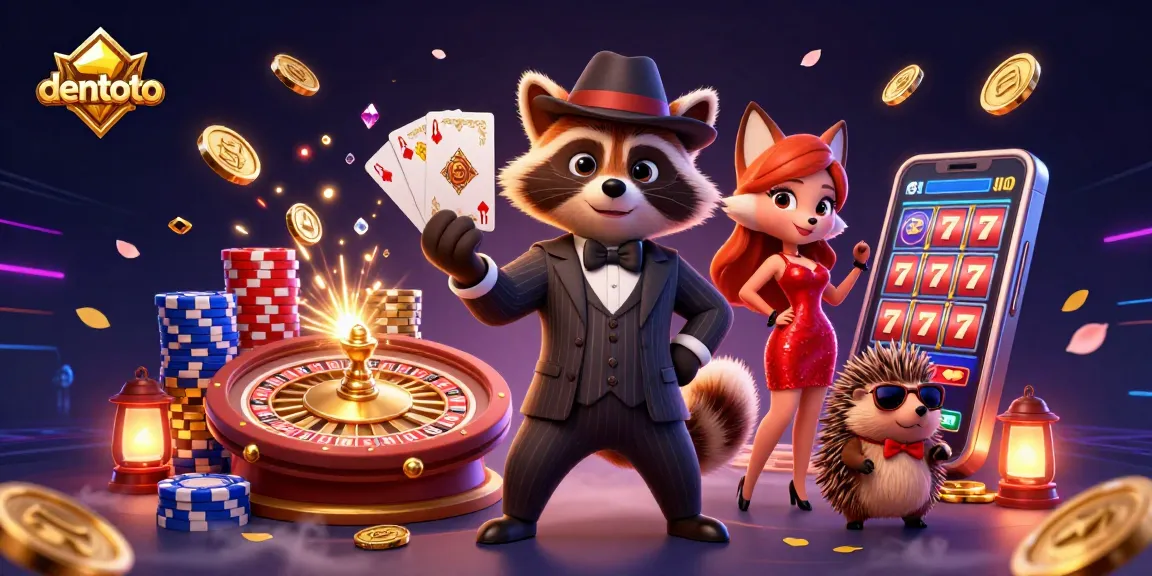 Experience the thrill at dentoto with a slick raccoon, glamorous fox, and a hedgehog bouncer!