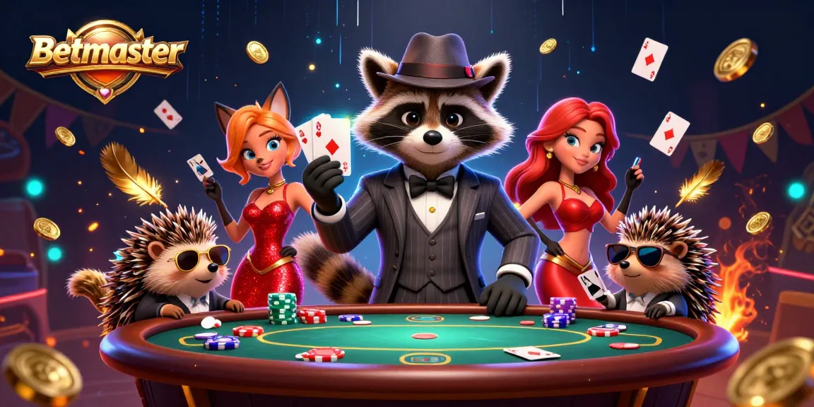 Experience the thrill of betting with Betmaster in this vibrant casino scene showcasing poker elements.
