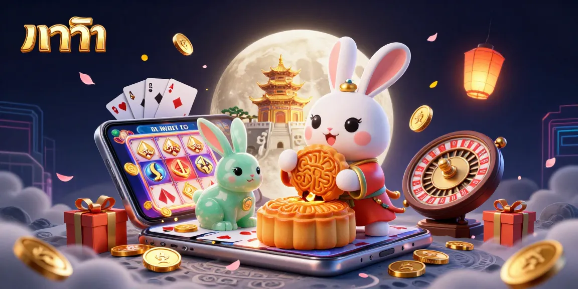 Experience the thrill of บาคาร่า with a dynamic scene featuring rabbit characters and vibrant casino elements.