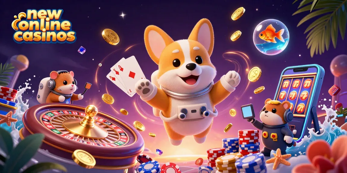 Explore new online casinos with a fun 3D cartoon scene featuring a space casino.