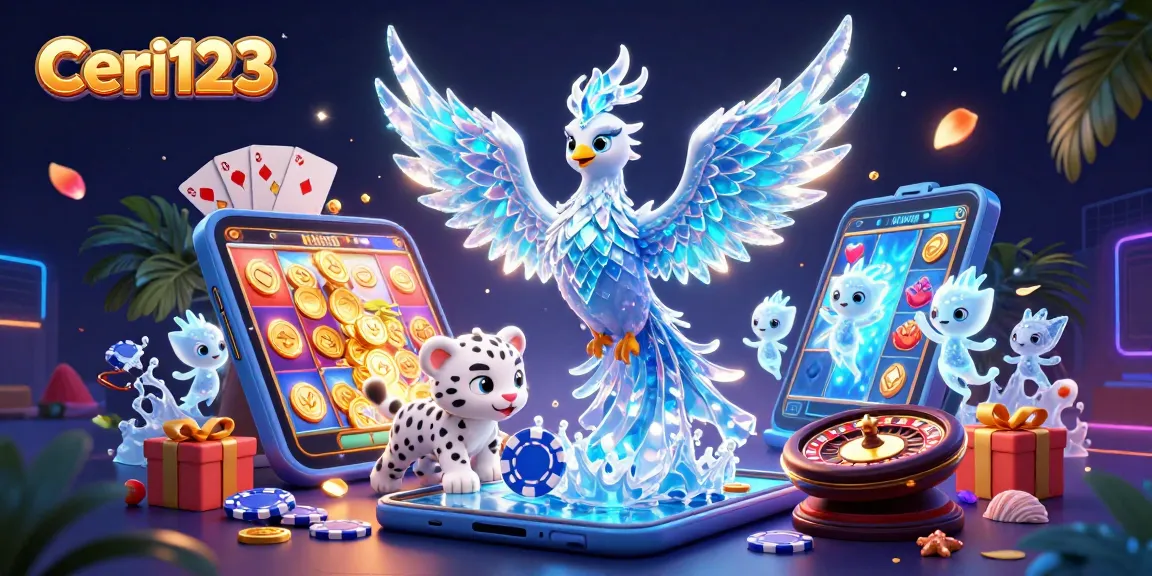 Experience Ceri123's vibrant slot gaming excitement with colorful 3D casino illustrations and interactive elements.