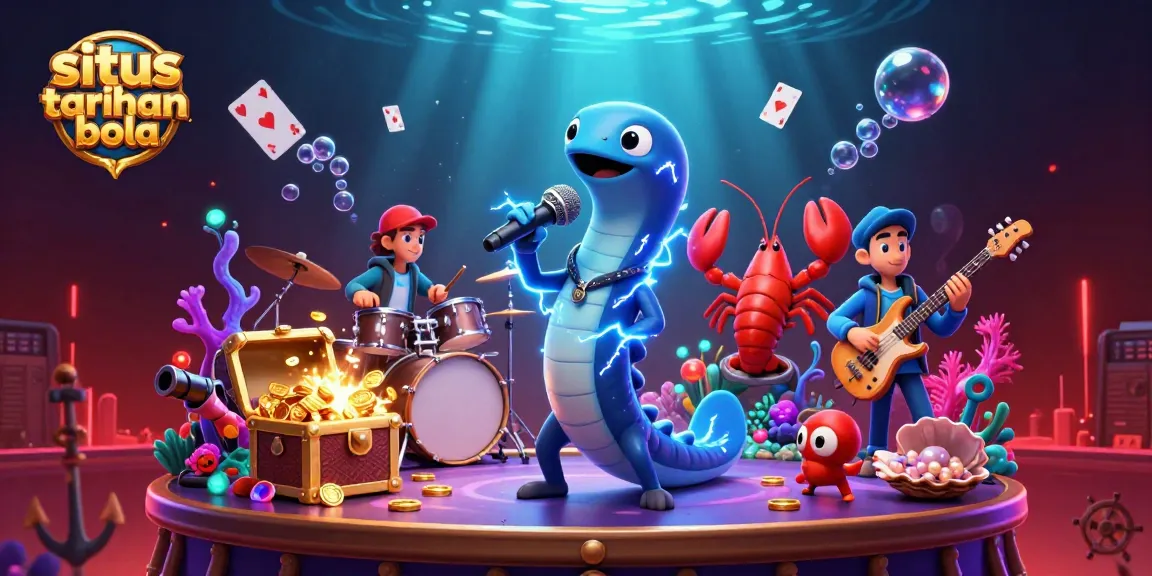 Experience situs taruhan bola excitement with vibrant underwater casino scene featuring lively characters.