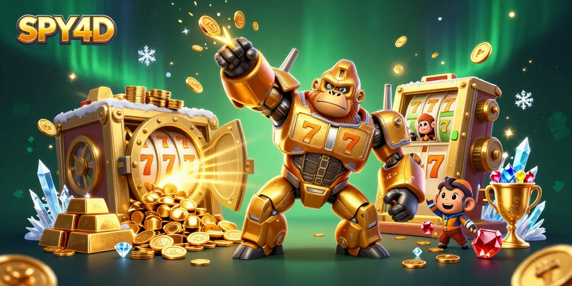SPY4D menghadirkan keseruan slot dengan gorila emas dan simbol keberuntungan.