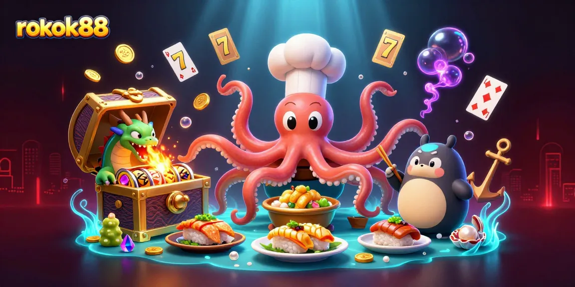 Experience the thrill of rokok88 with vibrant characters and dynamic gaming elements in an underwater casino scene.