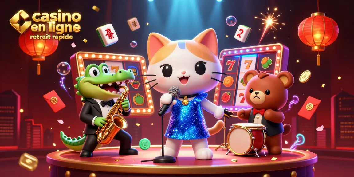 Profitez d'une expérience de jeu captivante avec un casino en ligne retrait rapide sur cette illustration colorée.