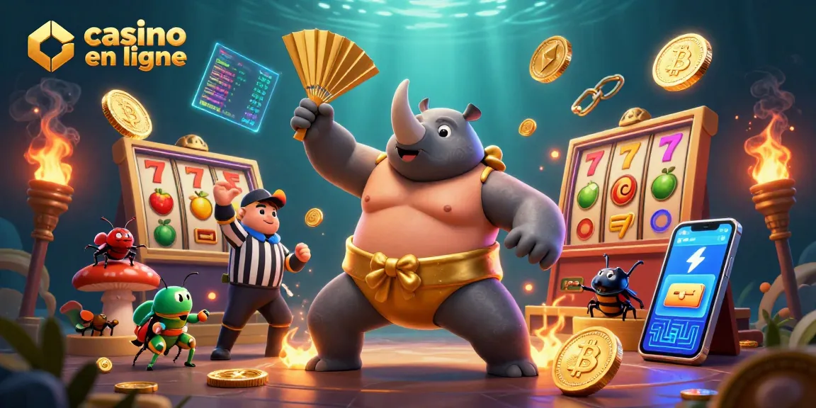 Des personnages cartoon dans un casino en ligne, jouant avec des pièces d'or et des symboles de machines à sous.