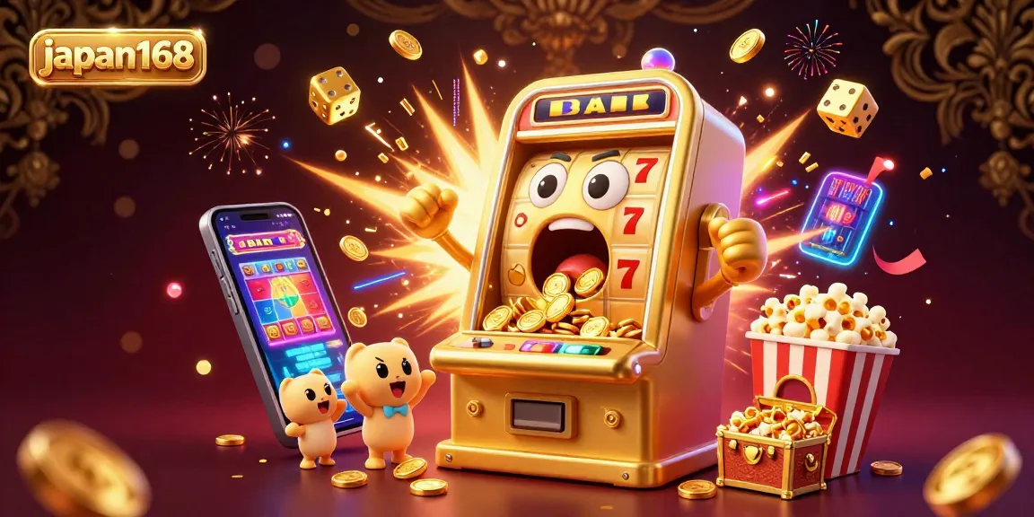 Experience the thrilling jackpot moment with japan168's gold slot machine, bursting with coins and excitement.