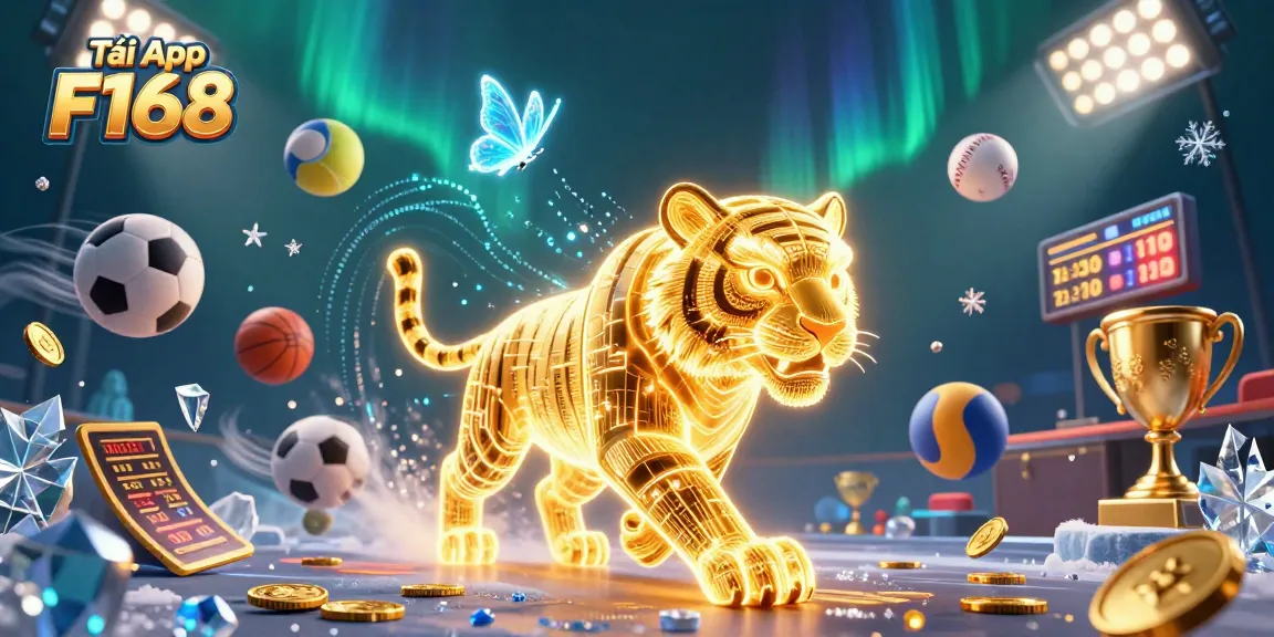 Tải App F168 to immerse yourself in dynamic casino life with golden tiger and gaming elements