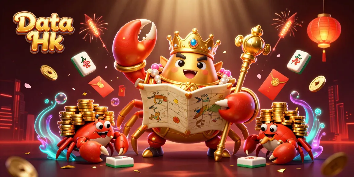 Engage with Data Hk strategies as a golden crab emperor leads a vibrant casino scene.