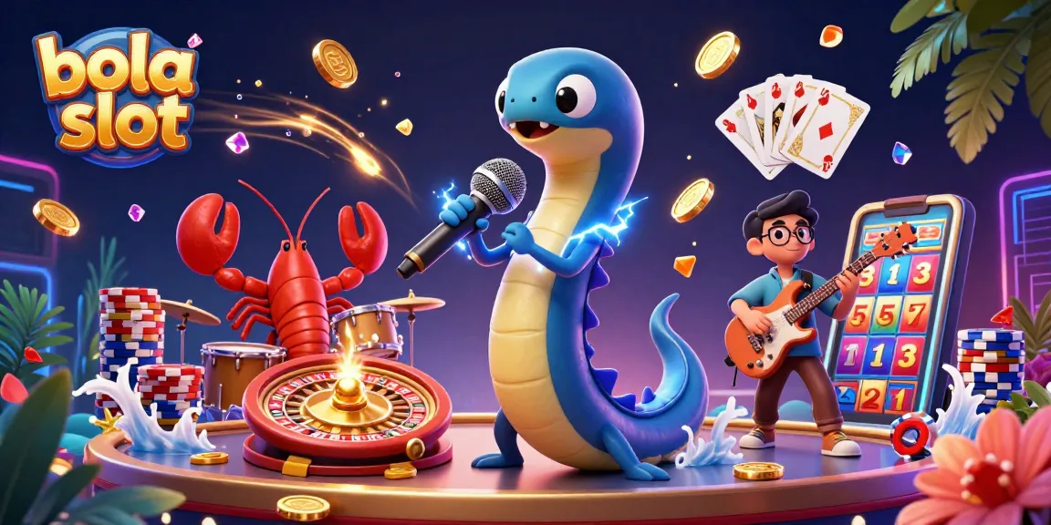Engaging scene of bola slot, featuring animated eel DJ with casino elements and vibrant underwater setting.