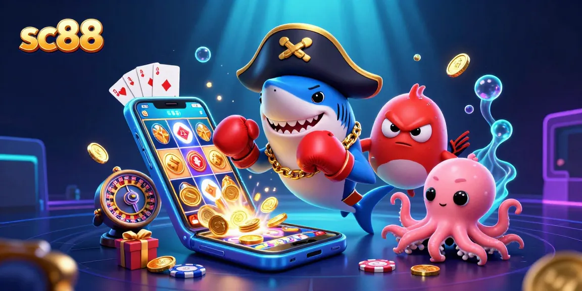 Engage with sc88 through this lively 3D digital casino illustration showcasing animated gaming characters.