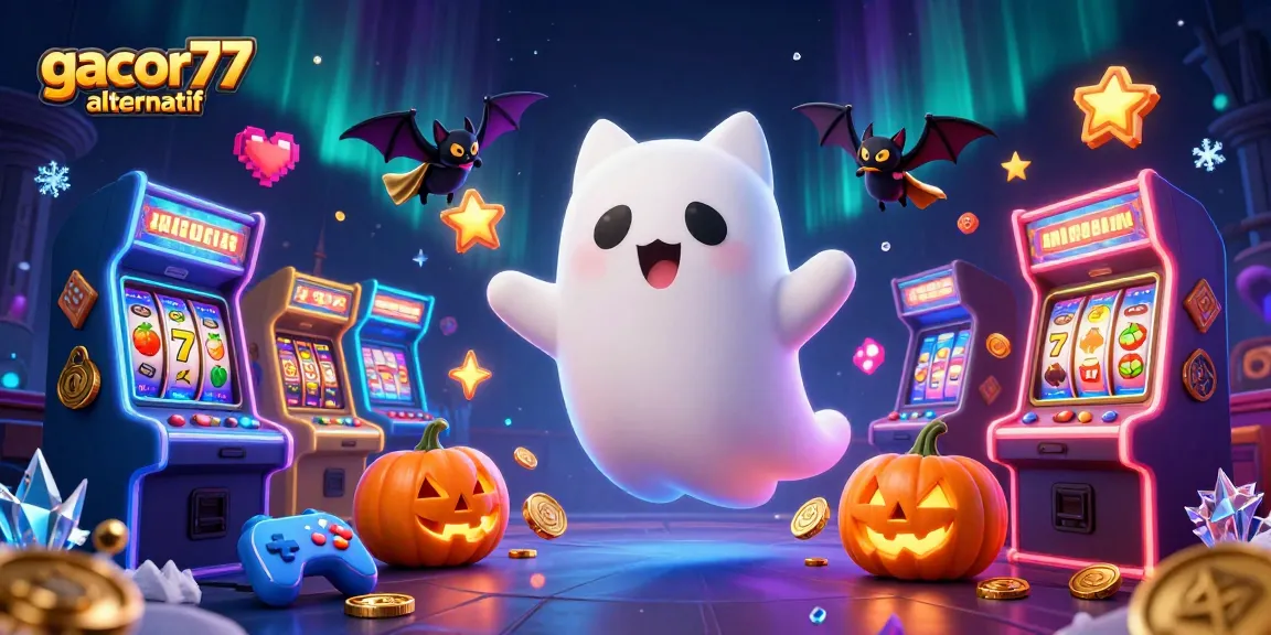 Menggambarkan aksi gacor77 alternatif di kasino dengan kucing hantu dan kelelawar, menciptakan pengalaman bermain yang bersemangat.