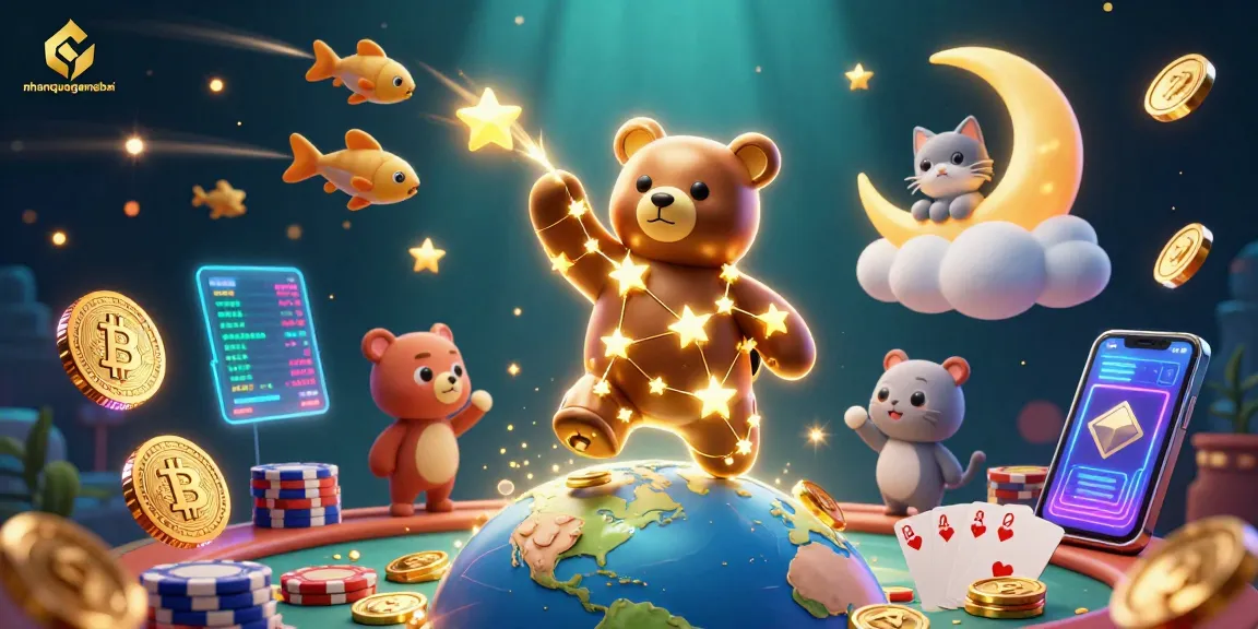 Engage in strategic gameplay with nhanquagamebai in a vibrant poker scene featuring cartoon characters.