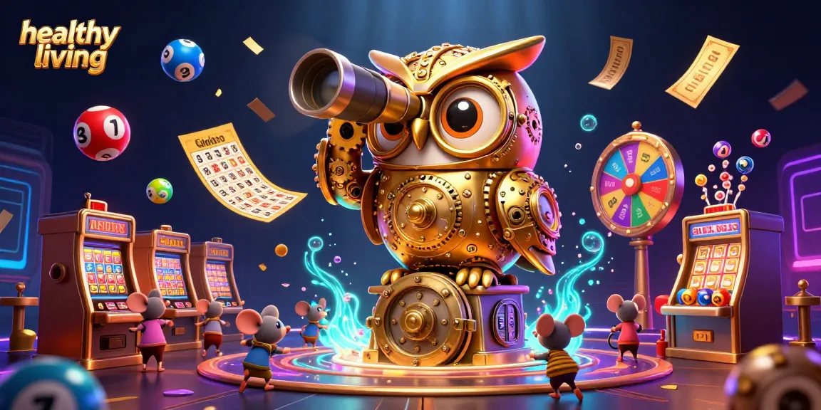 Engage in healthy living with our animated casino scene featuring a golden owl and dynamic gambling elements