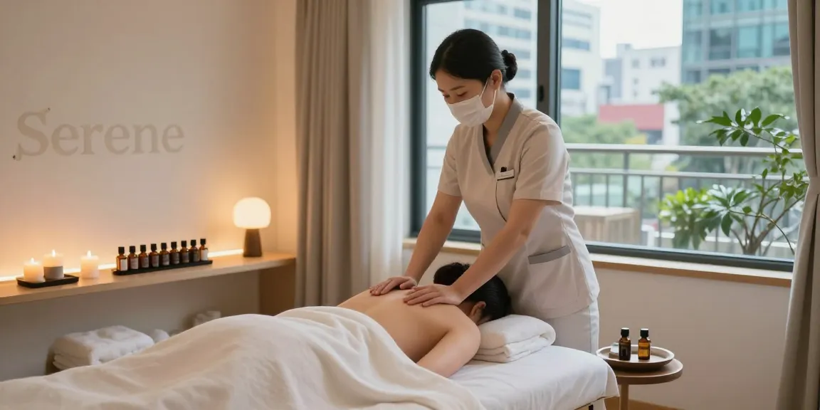 강남마사지 현장에서 마사지사와 고객이 편안하게 분위기 속에서 치료를 받고 있는 모습