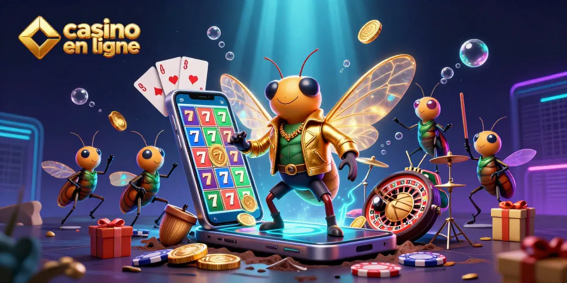 Revivez l'excitation des jeux de casino en ligne avec un personnage de rock étoilé et des éléments de jeu colorés.