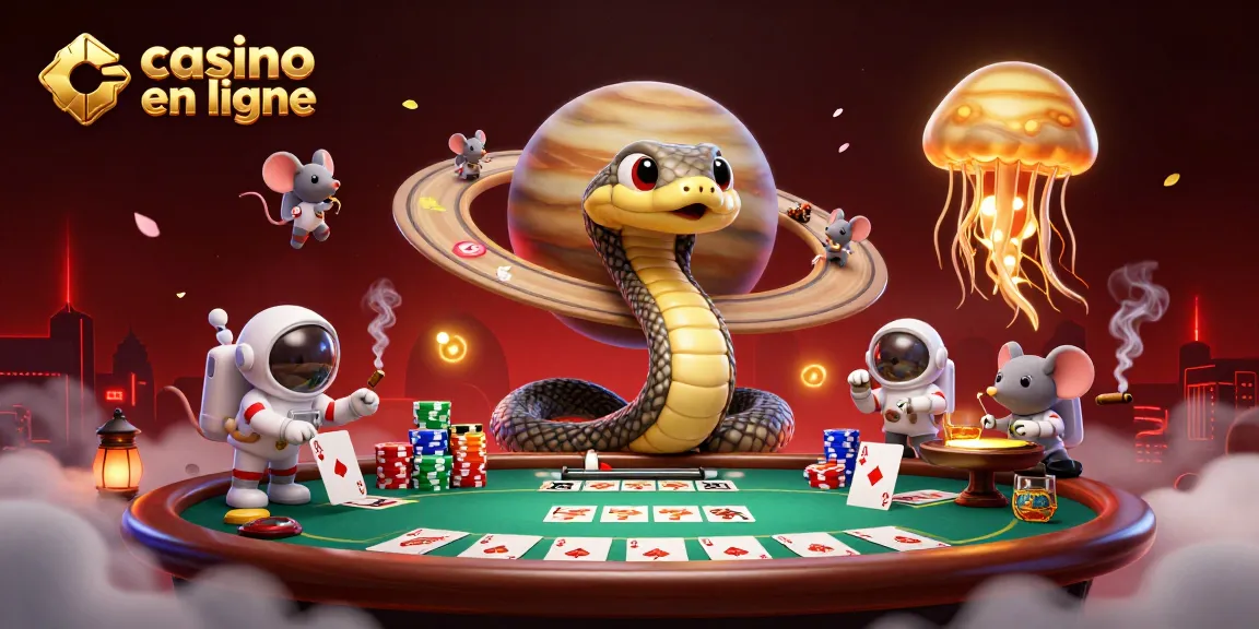 Les astronautes parient sur le casino en ligne avec des serpentins et une méduse flottante.