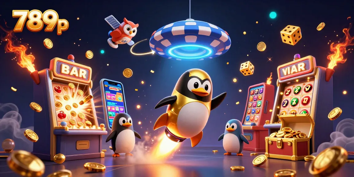 Experience thrilling gameplay with 789p's golden penguin as it guides you through a vibrant casino adventure.