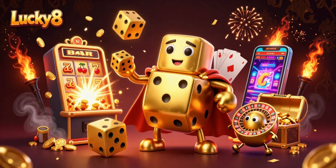 Play with Lucky8's thrilling games while enjoying a vibrant casino atmosphere with slots and dice!