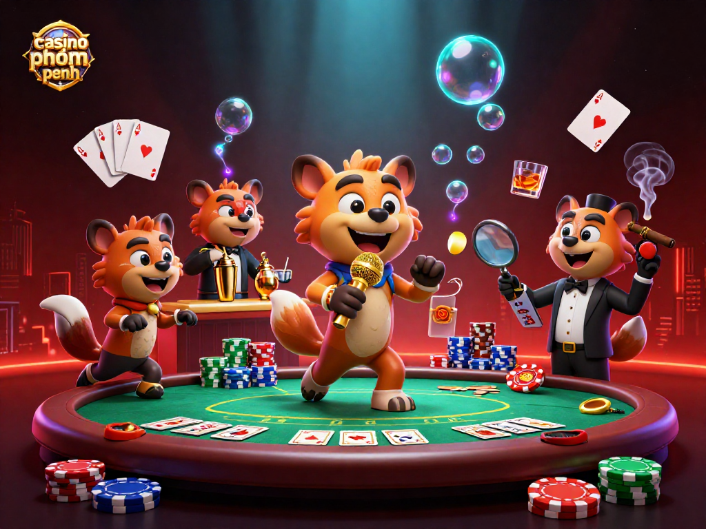 Experience entertainment at casino phnom penh with 3D hyenas performing in a lively comedy casino scene.