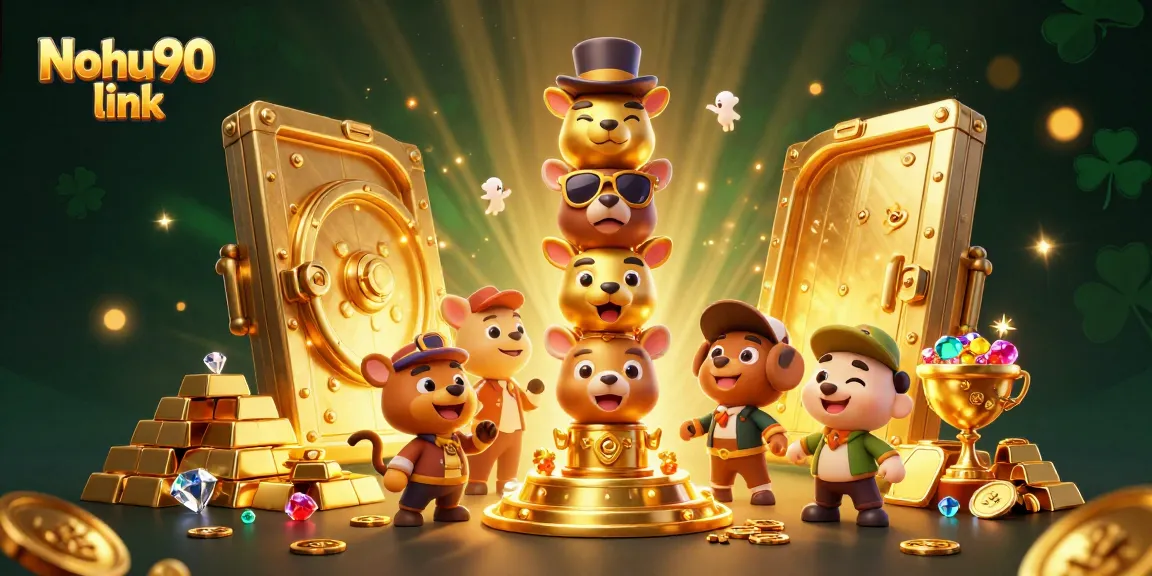 Spin the reels with Nohu90 link in this vibrant, dynamic 3D casino illustration.