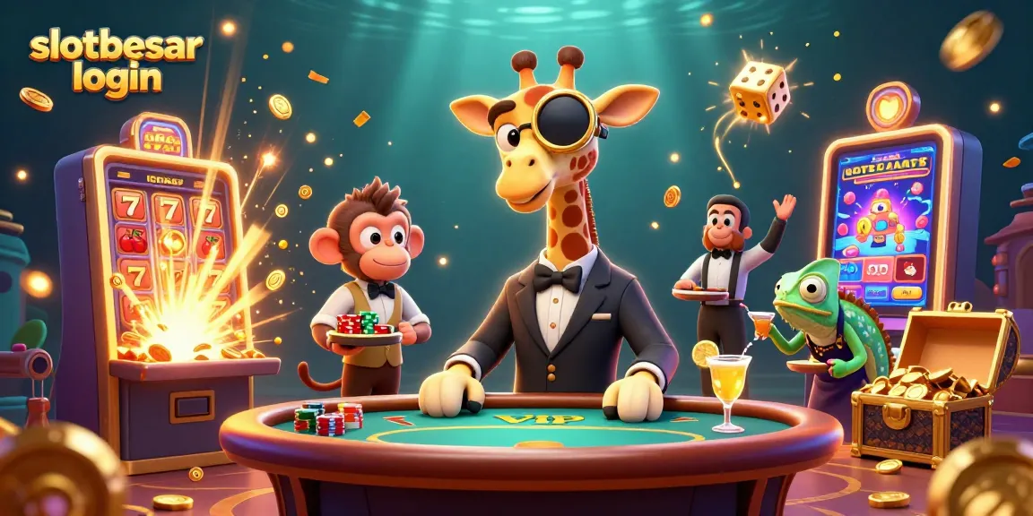 Experience thrilling wins with slotbesar login in a vibrant casino illustration.