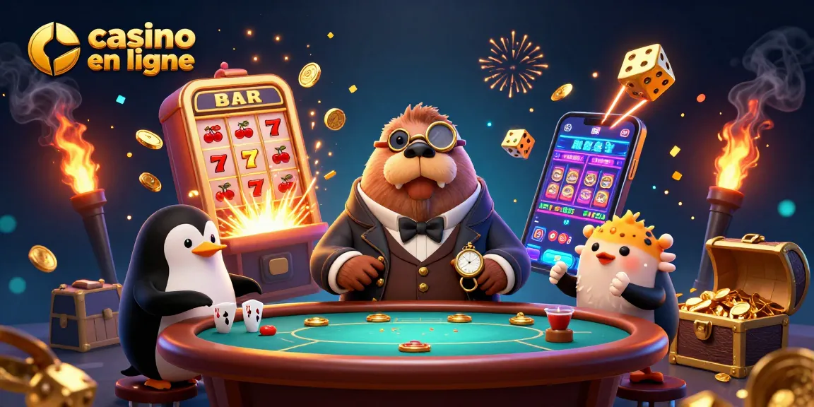 Profitez des jeux de casino en ligne avec un tableau de poker animé et des symboles chanceux.