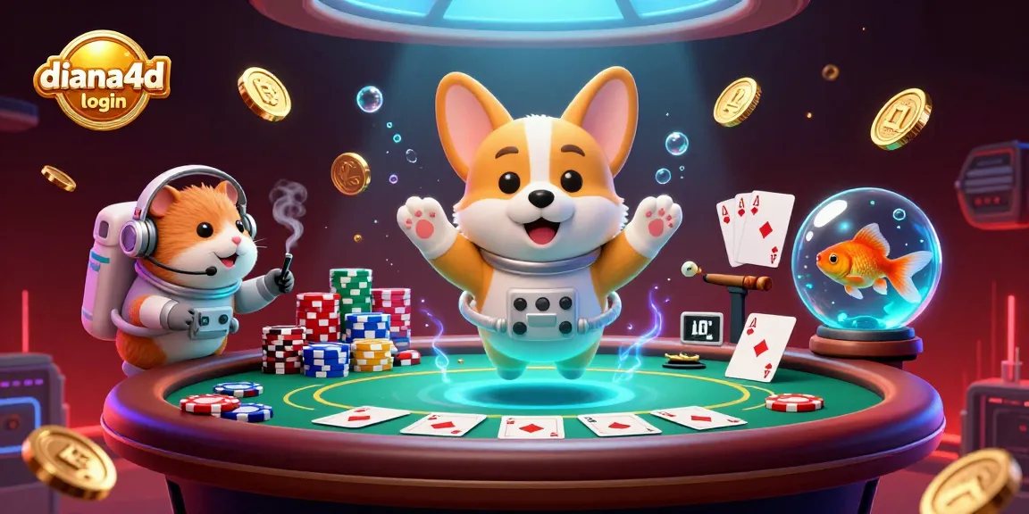 Engage with the exciting diana4d login experience in a vibrant space casino scene with floating cards and chips.