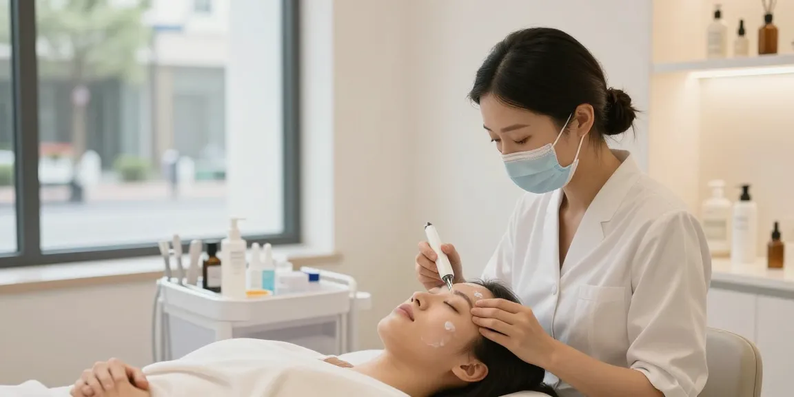 신사역 온다 피부 재생 치료를 받는 고객과 전문 미용사 모습