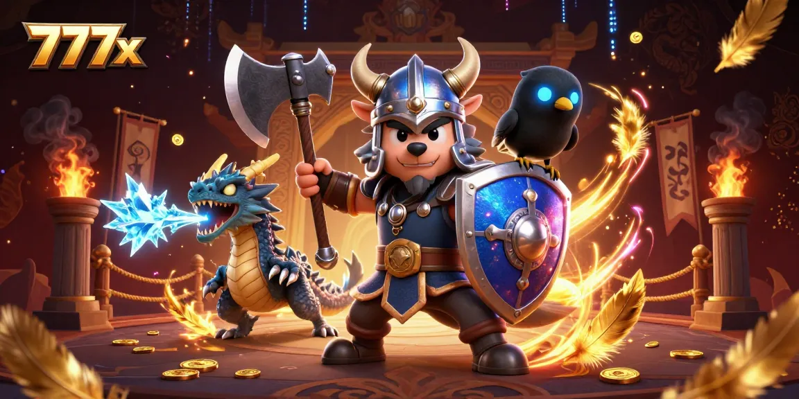 Engage with thrilling 777x adventures featuring a fearless Viking wolf warrior in a vibrant online casino setting.