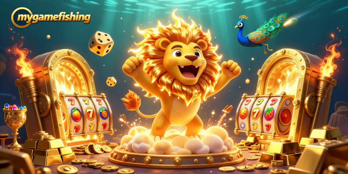 Experience thrilling gameplay with mygamefishing's vibrant 3D casino scene featuring lucky symbols and rich treasures.