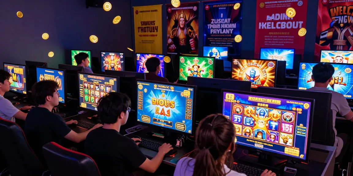 Dynamic gaming scene showcasing players enjoying situs raja's Slot Zeus games with digital graphics and excitement.