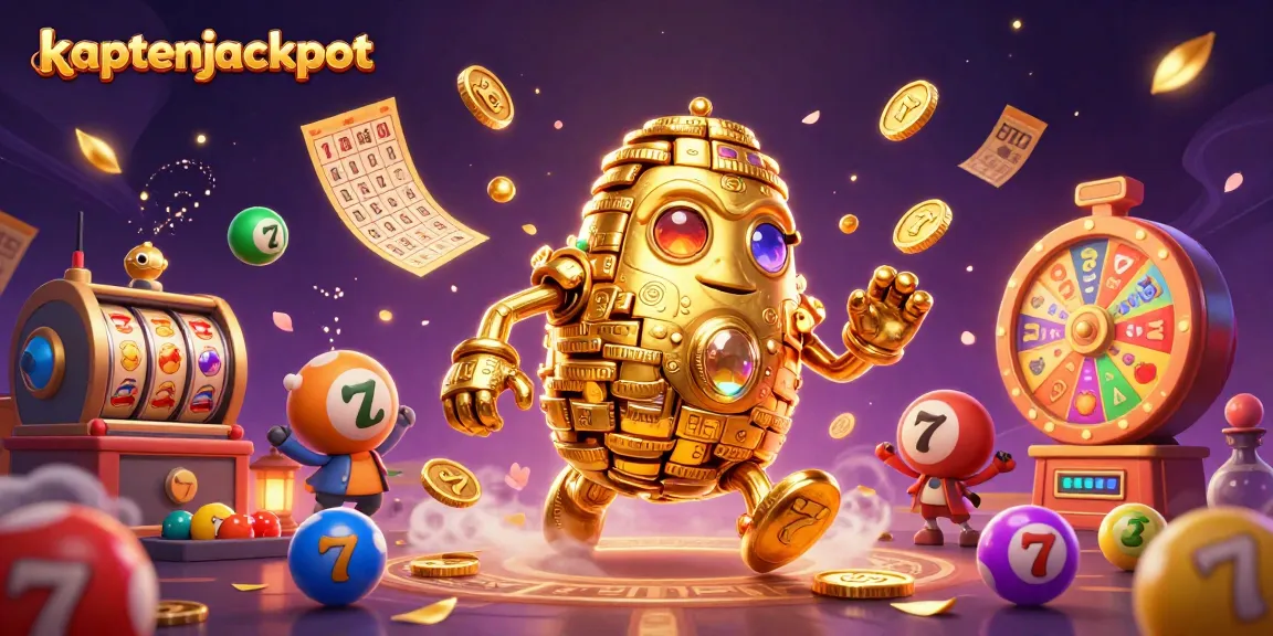 Engage with kaptenjackpot in this vibrant 3D scene filled with colorful lottery elements.
