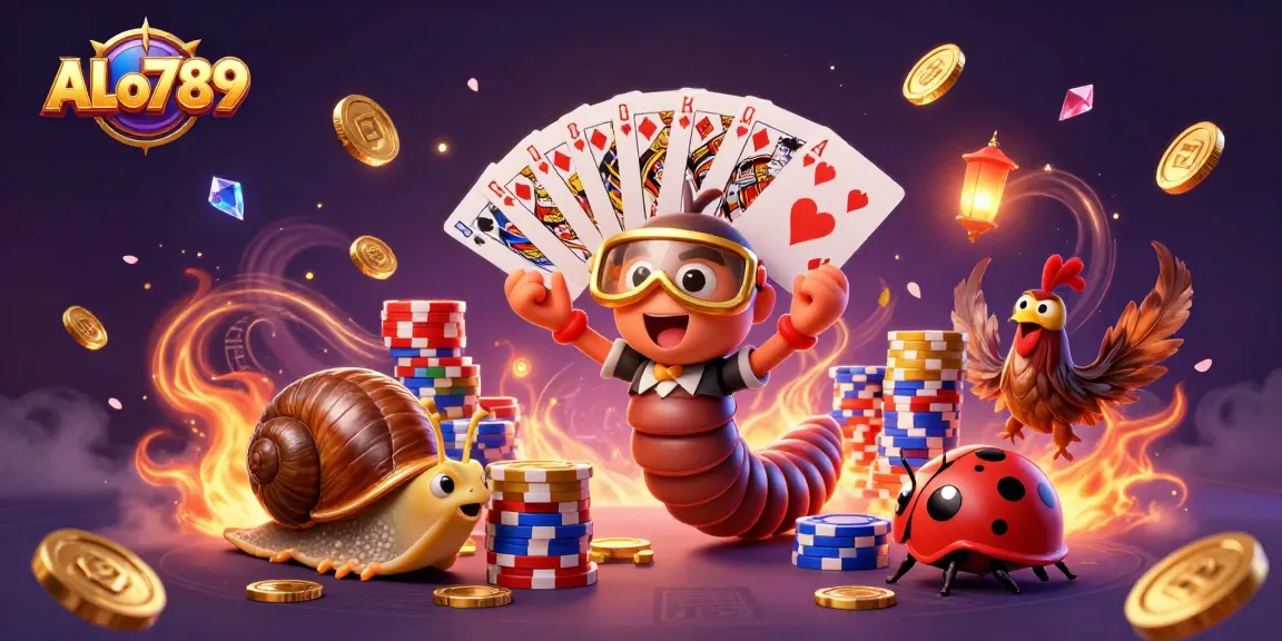 Bet on ALo789 with excited characters in a dynamic cockfighting scene full of coins and energy.