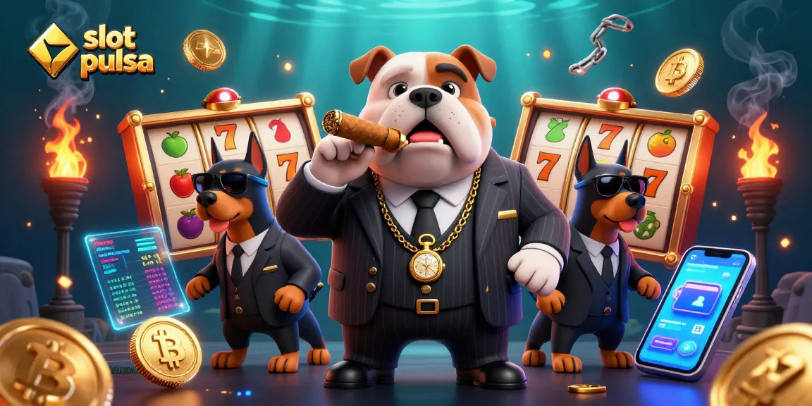 Menangkan permainan slot pulsa dengan aksi menarik dari karakter kasino ikonik dan elemen slot yang berwarna-warni.